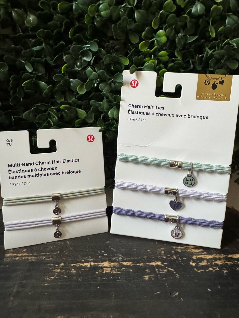 LULULEMON CHARM HAIR TIE BUNDLE IN FOG GREEN/FADED LAVENDER/SILVER